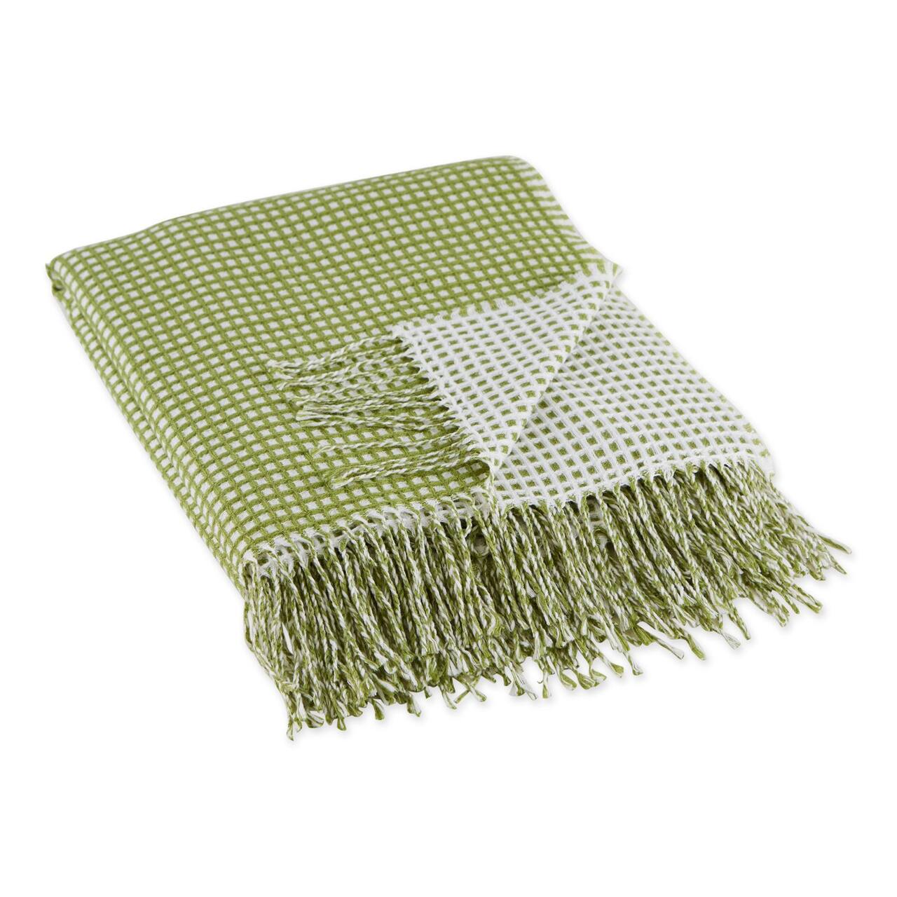 DII® Antique Green & White Waffle Knit Throw